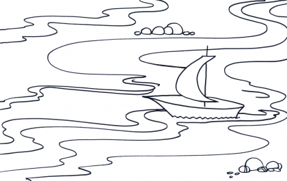 Онлайн раскраска Ручей и кораблик